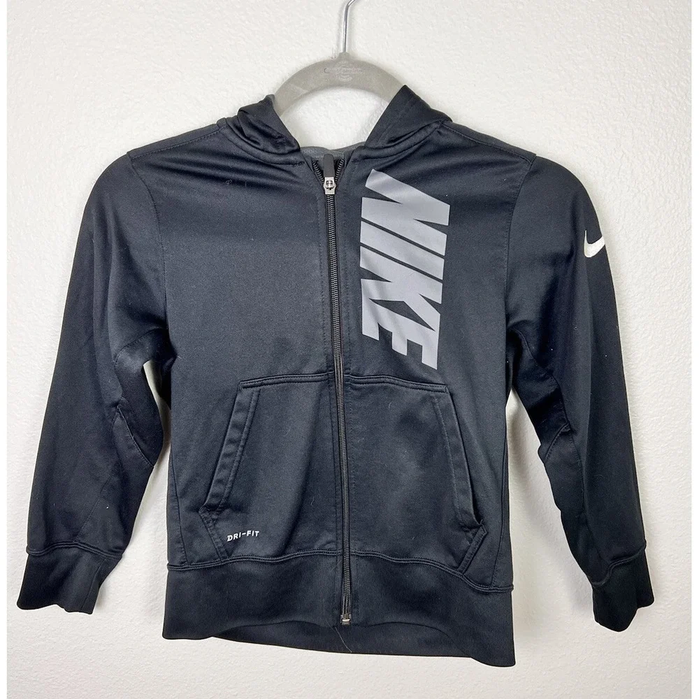Nike Boys Black Full Zip Up‎ Hoodie Jacket Size Small